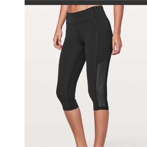 Lululemon Speed Up Black Cropped Mesh Leggings